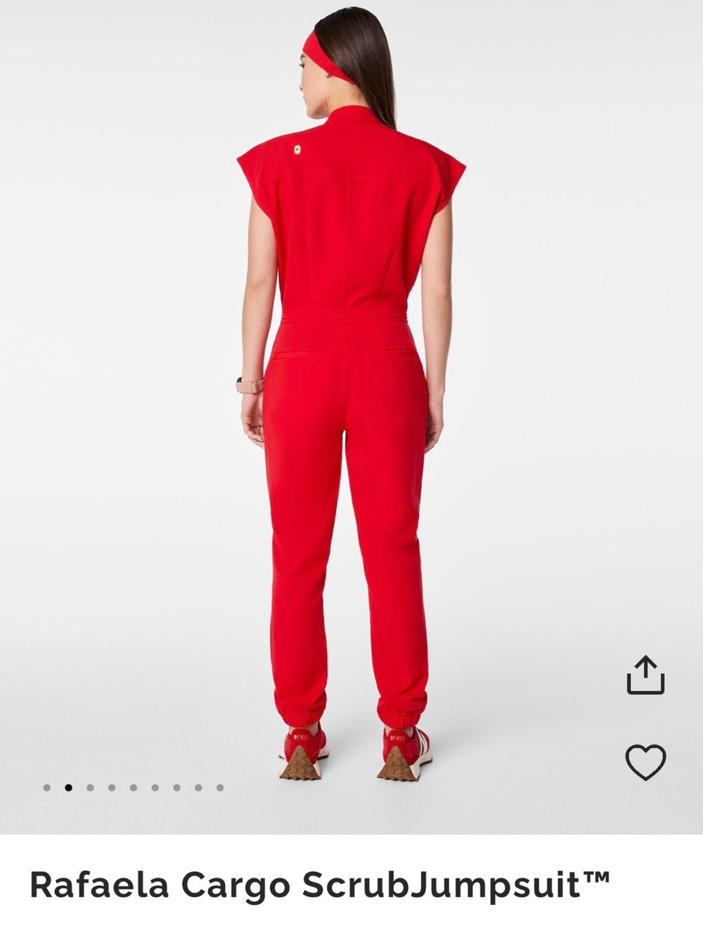 Figs Rafaela Cargo Jogger Scrub Jumpsuit - Red - Picture 2 of 5
